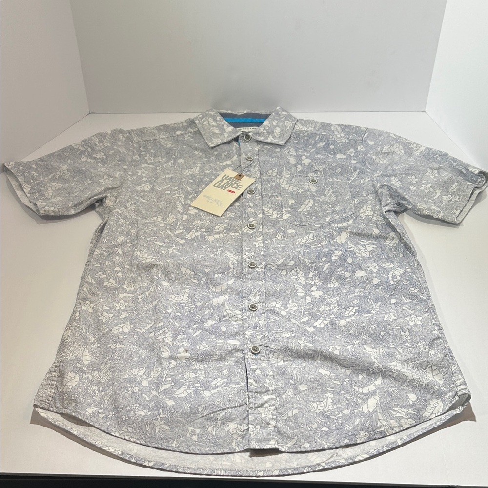 Stylish Men's Light Gray Floral Button Down Shirt